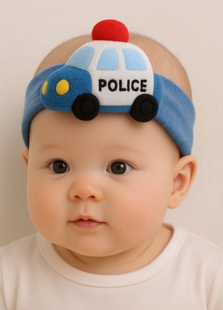 Bentiță moale pentru bebeluși cu design de mașină de poliție