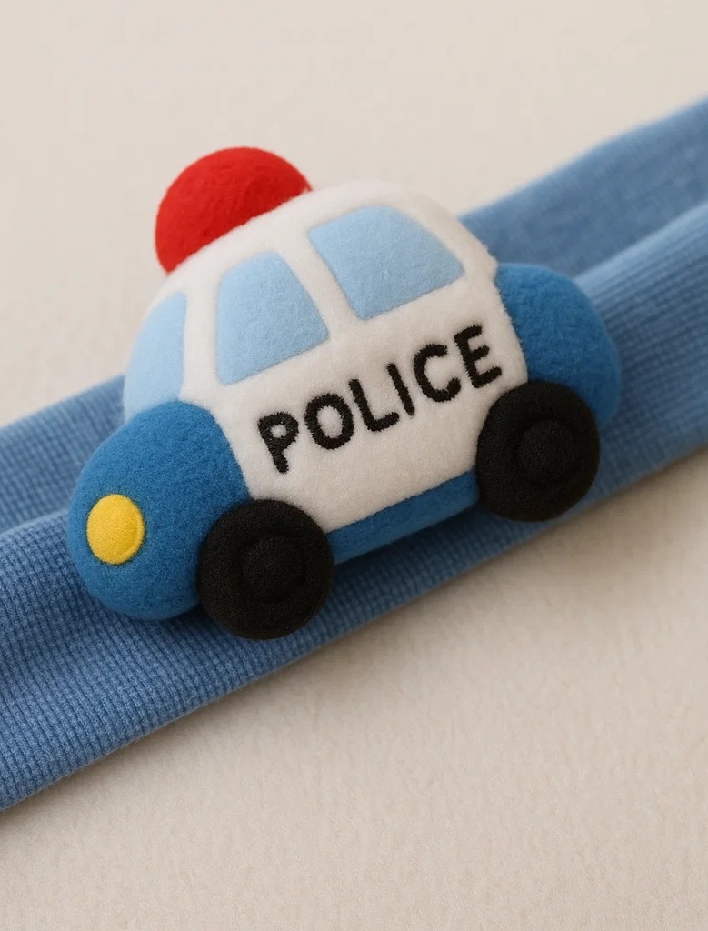 Bentiță moale pentru bebeluși cu design de mașină de poliție
