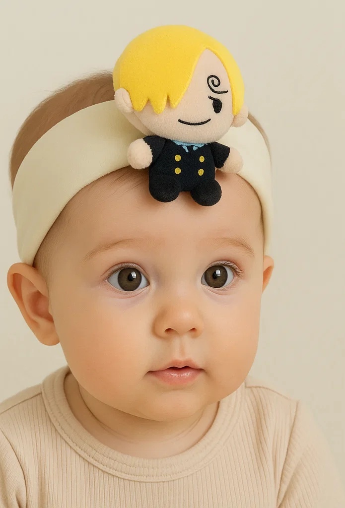 Weiches Baby-Stirnband mit One Piece Sanji Figur