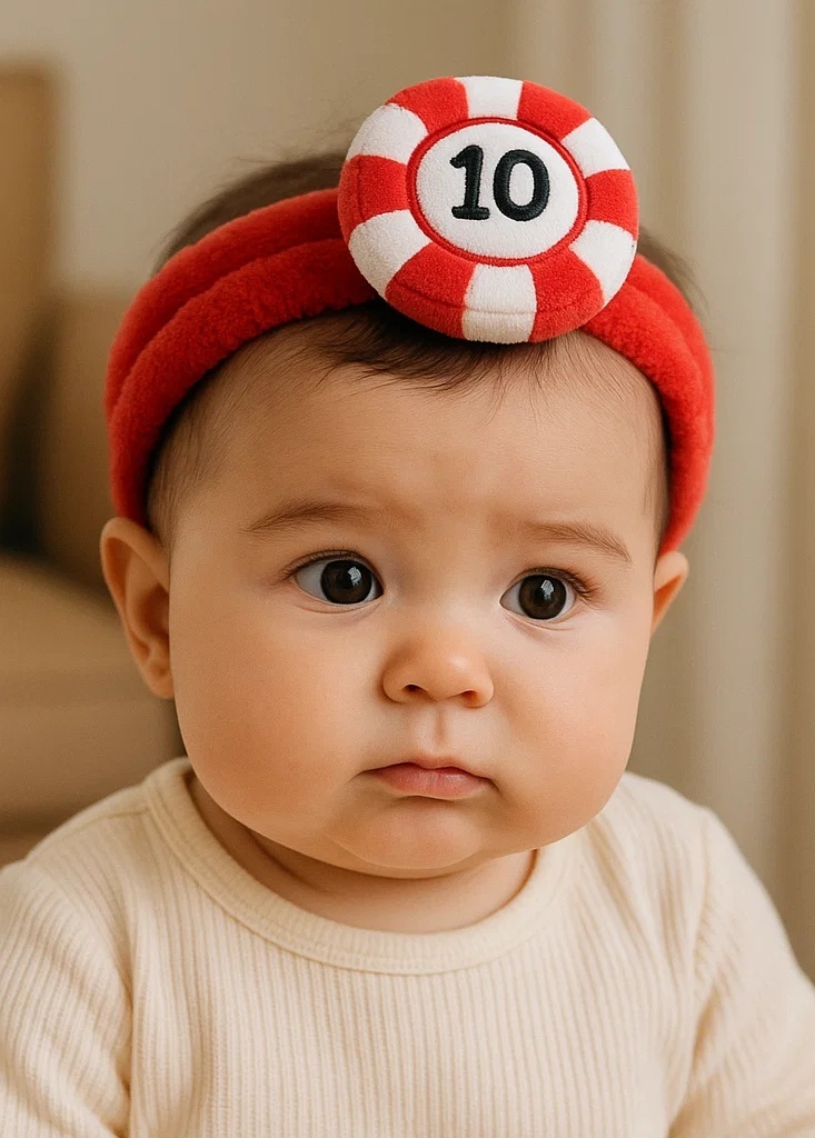 Baby Headband with Poker Chip Plush Design