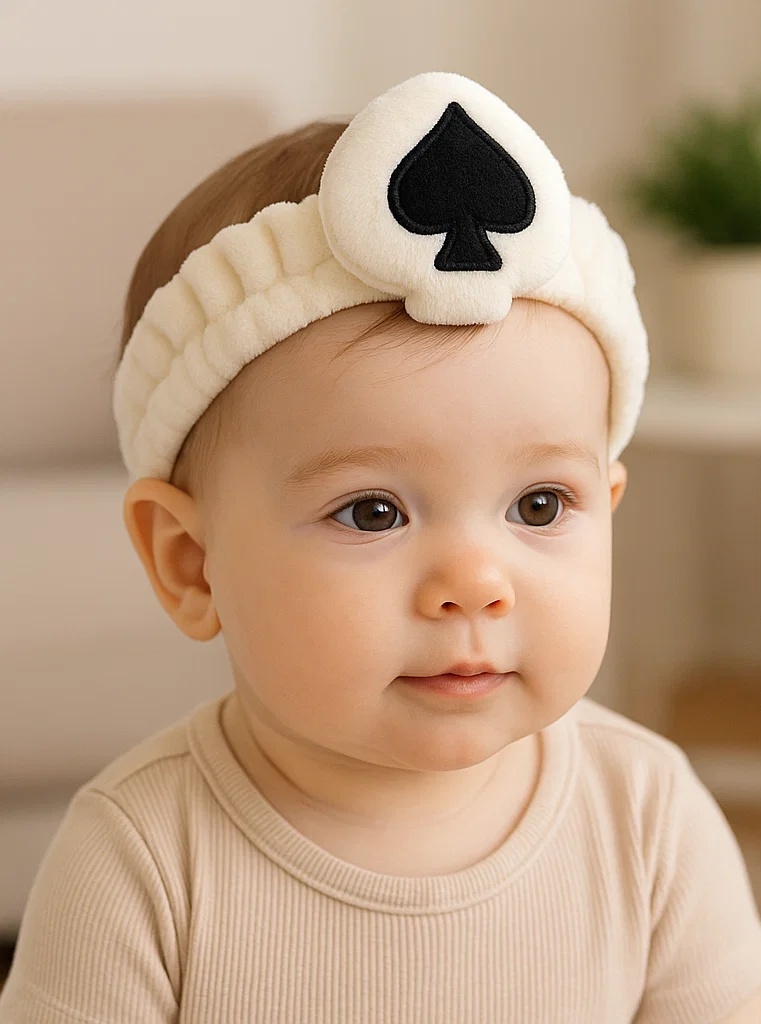 Baby Headband with Spade Symbol Plush Design