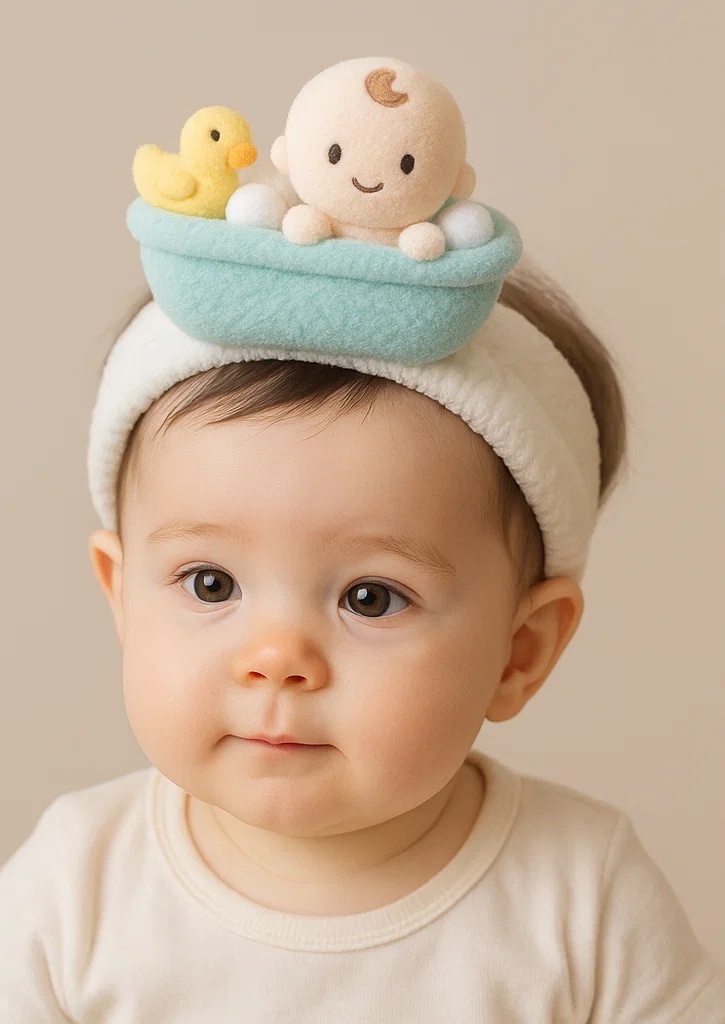 Baby Headband mit niedlicher Badewanne und Enten Plüschspielzeug