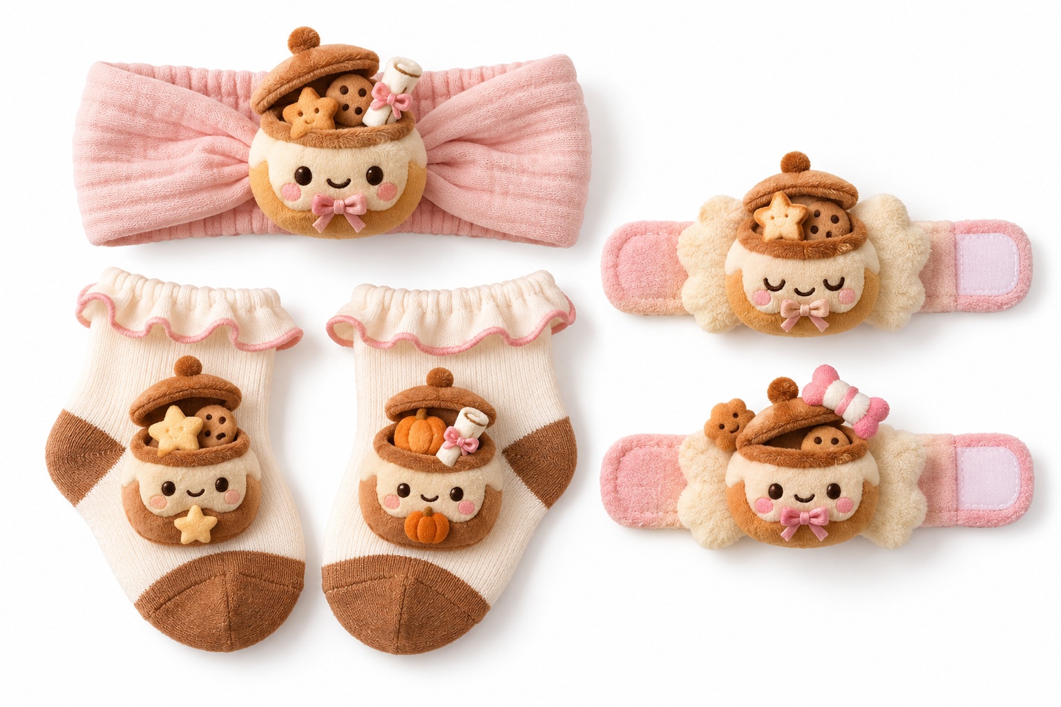 Wholesale Halloween Treat Cup Baby Gift Set – Plush Doll Headband, Socks & Wrist Rattles for Boutiques