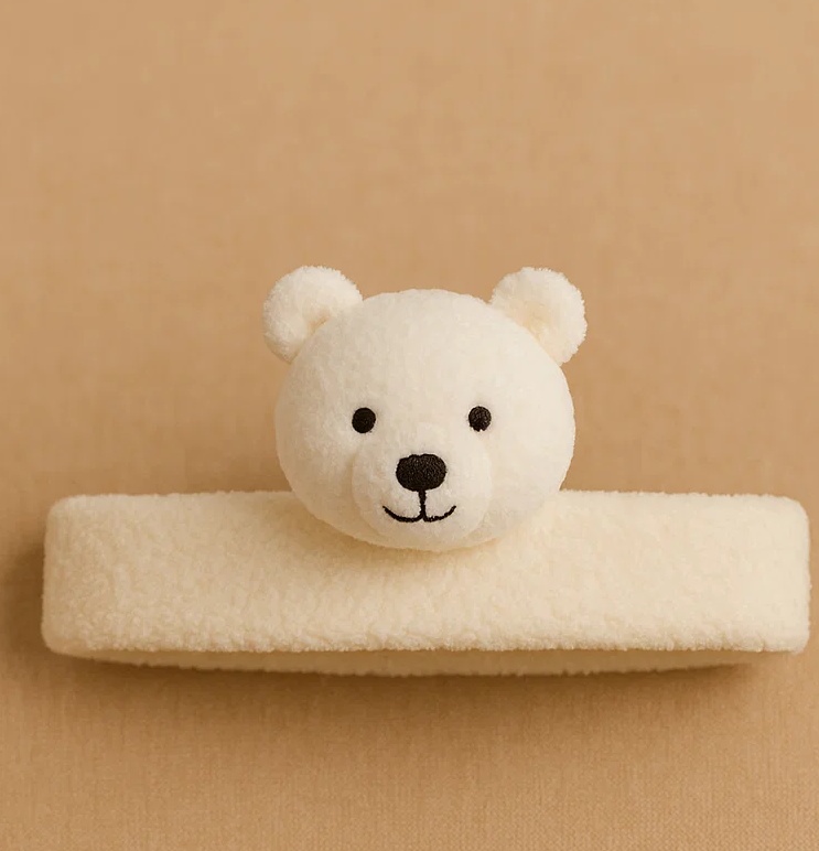 Adorable White Bear Baby Headband – Soft & Plushy Animal-Themed Hair Accessory