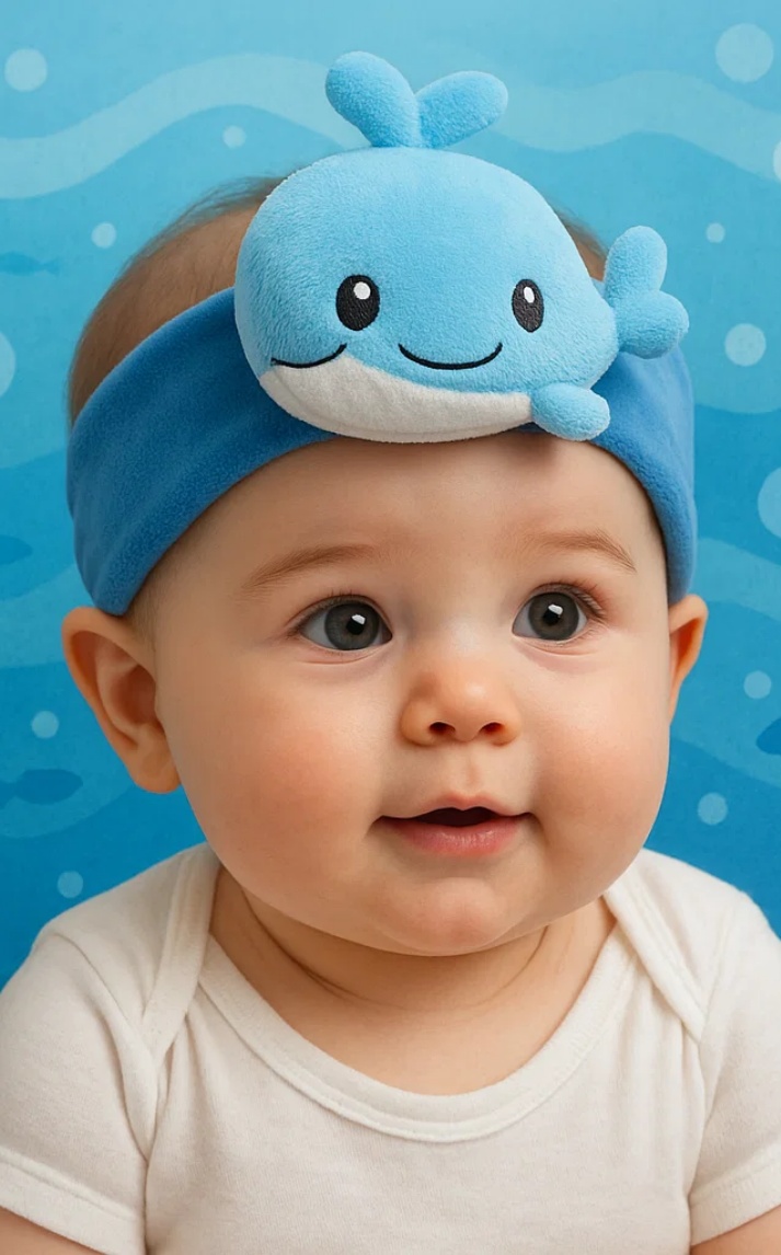 Diadema de ballena azul para bebés – Tema oceánico