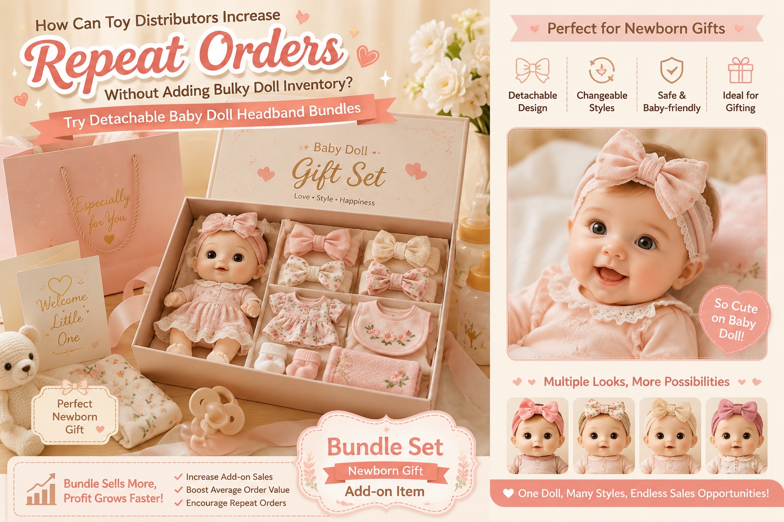 How Can Toy Distributors Increase Repeat Orders Without Adding Bulky Doll Inventory? Try Detachable Baby Doll Headband Bundles