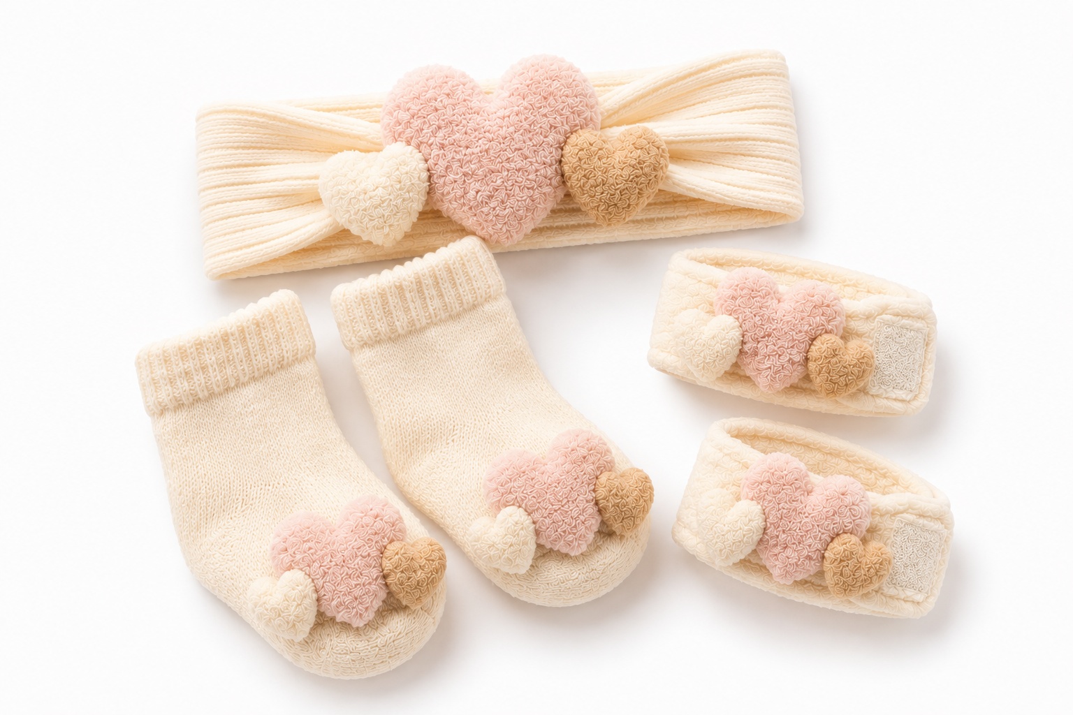 Wholesale Baby Doll Heart Headband, Socks & Wristband Gift Set for Baby Boutiques