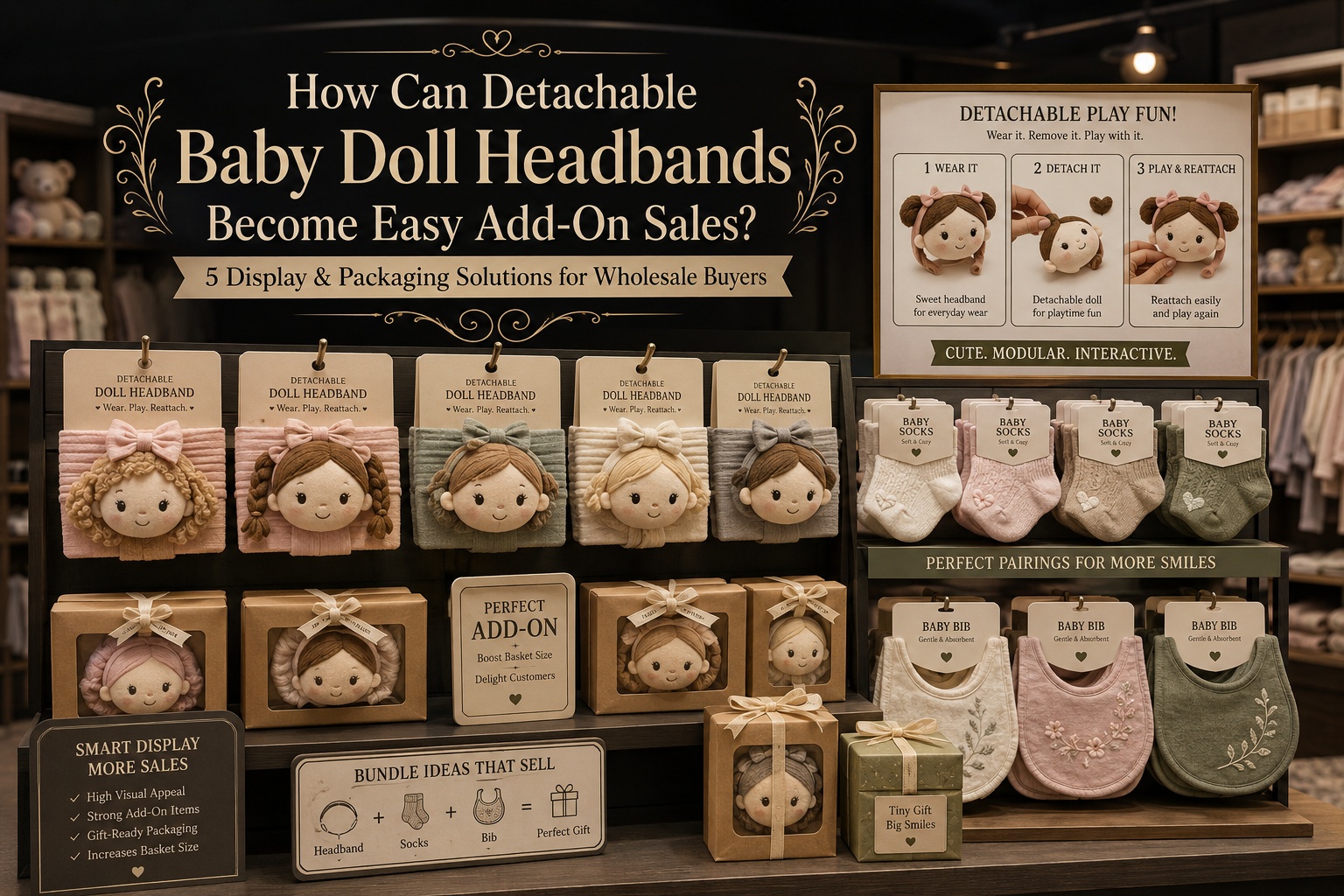 How Can Detachable Baby Doll Headbands Become Easy Add-On Sales? 5 Display & Packaging Solutions for Wholesale Buyers 🎀