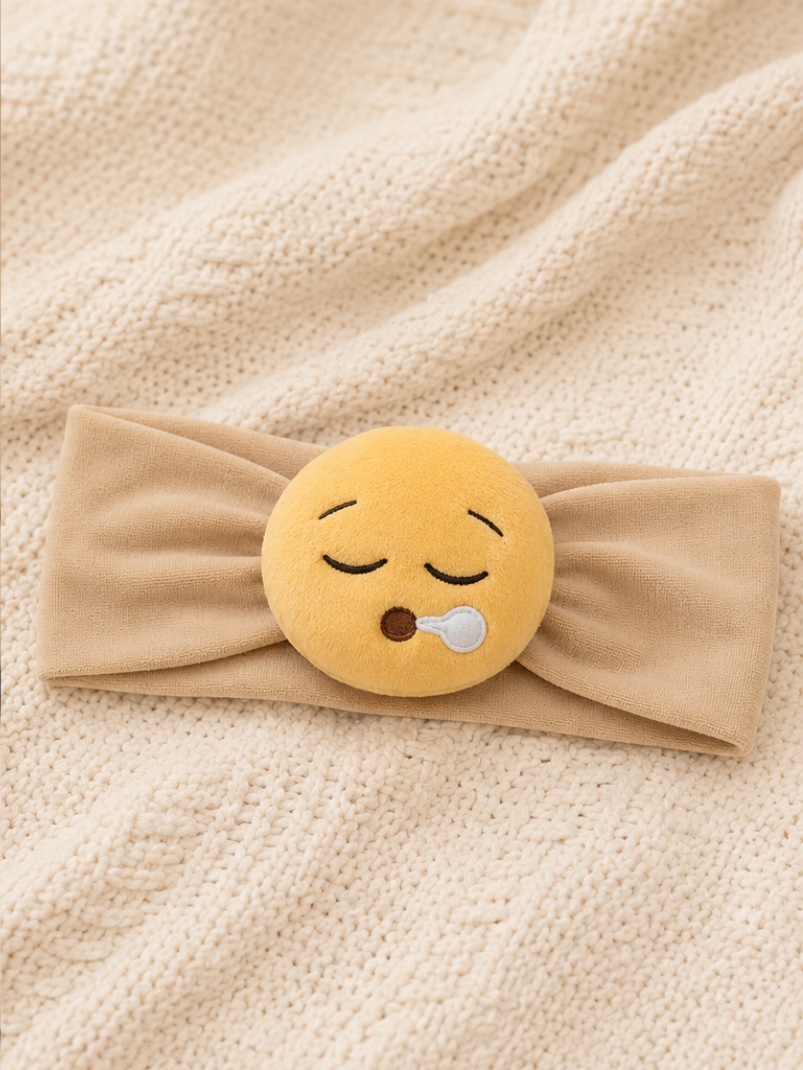 Bandă de păr angro pentru bebeluși cu pluș emoji somnoros detașabil pentru magazine boutique