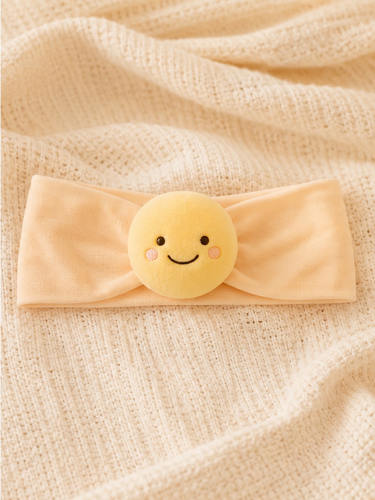 Großhandel Baby-Puppen-Stirnband mit abnehmbarem Emoji-Plüsch – weiches Pfirsich-Stretchband für Babyboutiquen