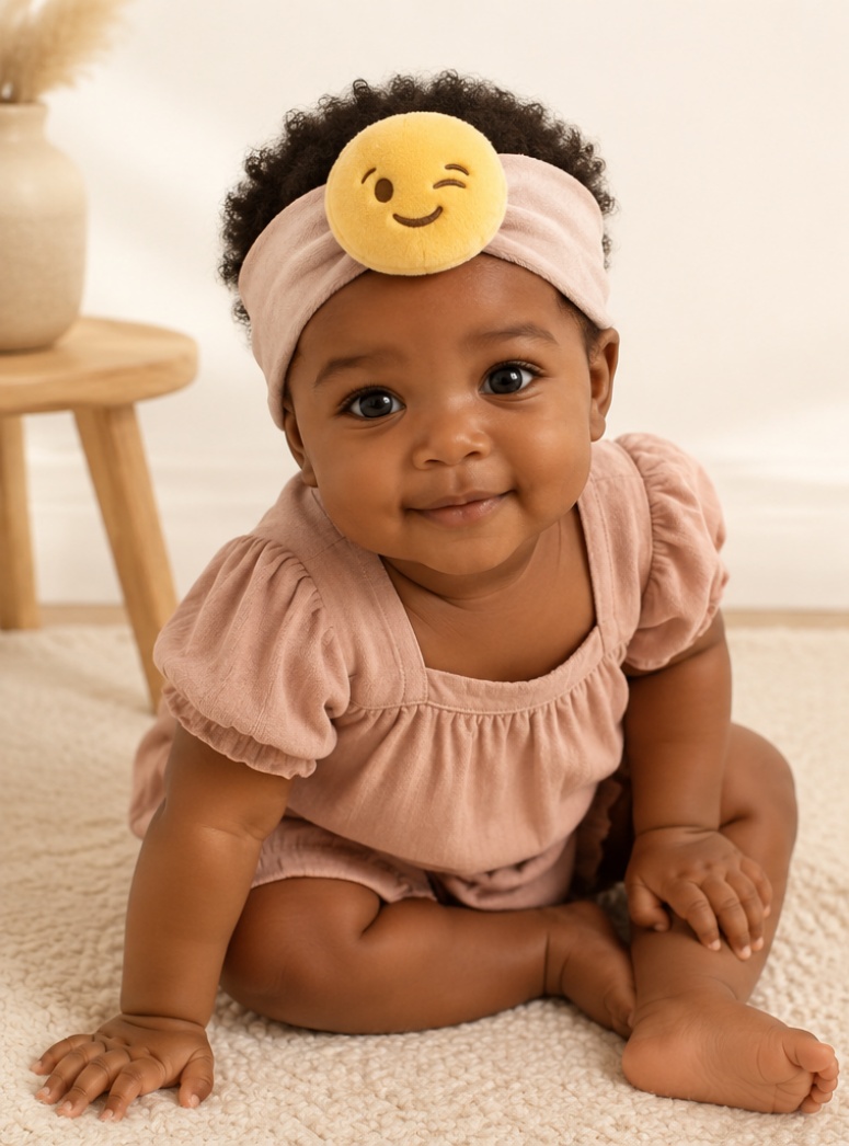 Wholesale Baby Doll Headband with Detachable Winking Emoji Plush Bow for Boutique OEM Orders