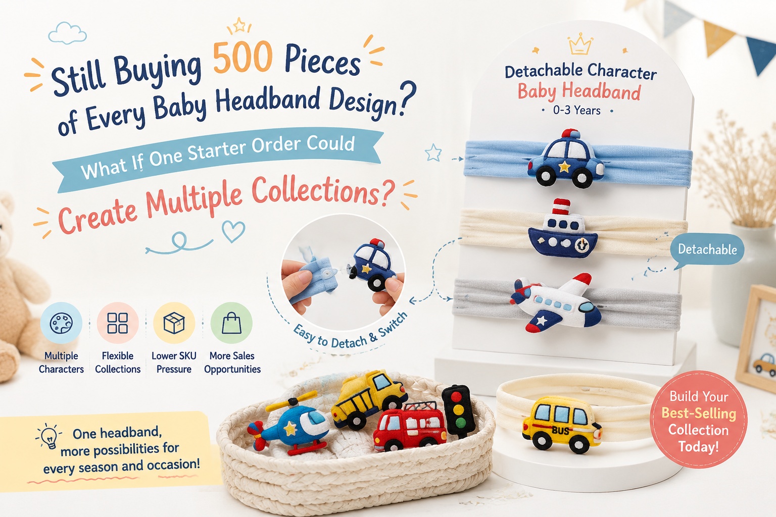Still Buying 500 Pieces of Every Baby Headband Design? What If One Starter Order Could Create Multiple Collections?