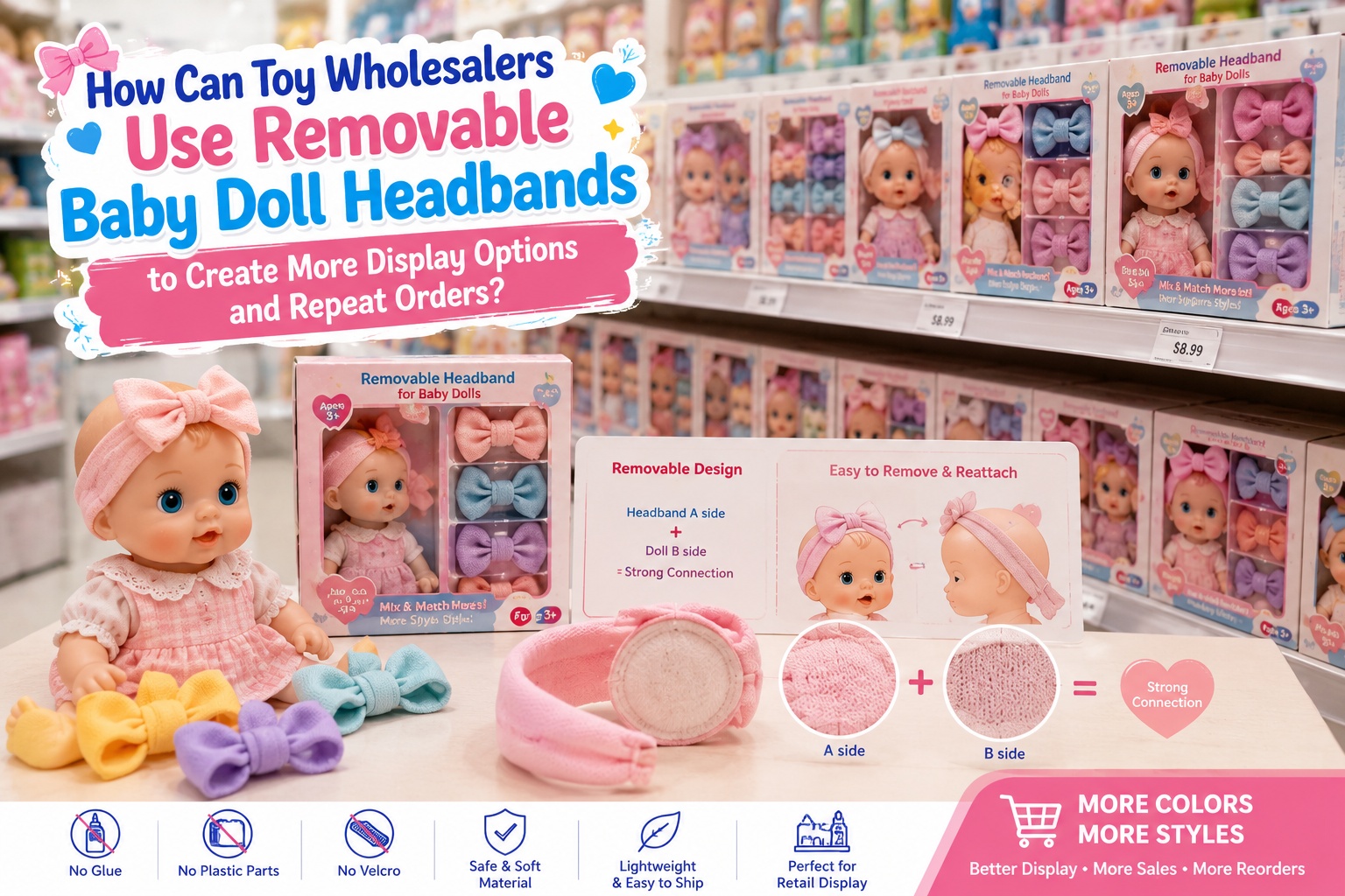 How Can Toy Wholesalers Use Removable Baby Doll Headbands to Create More Display Options and Repeat Orders?