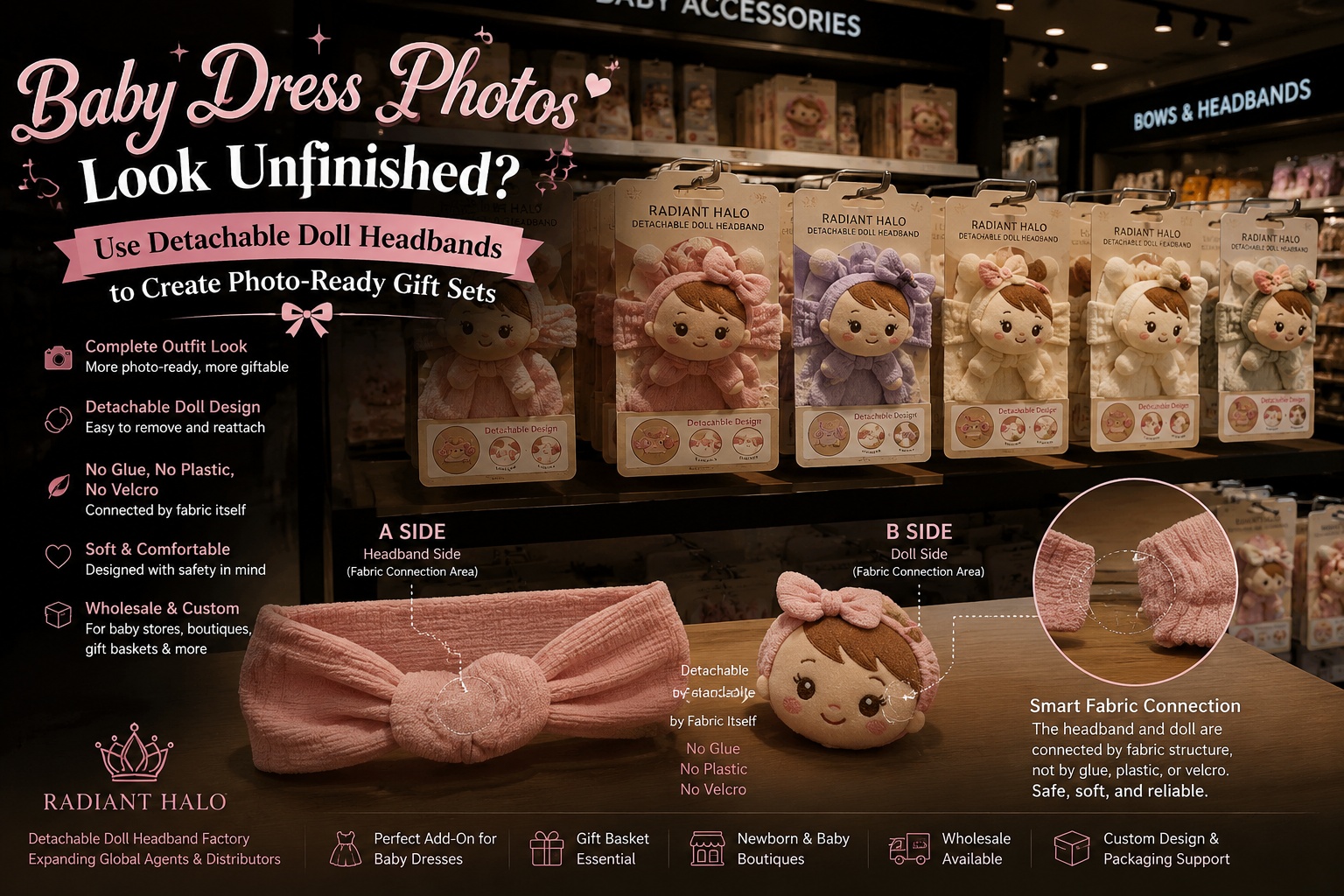 Baby Dress Photos Look Unfinished? Use Detachable Doll Headbands to Create Photo-Ready Gift Sets