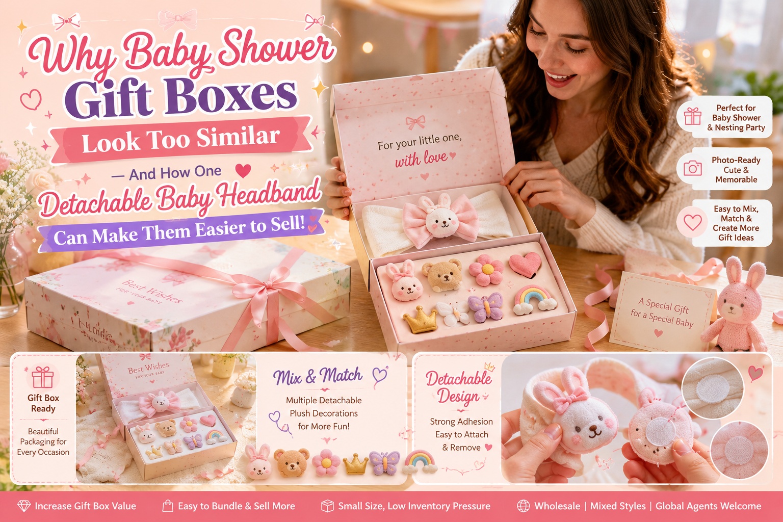 Why Baby Shower Gift Boxes Look Too Similar — And How One Detachable Baby Headband Can Make Them Easier to Sell