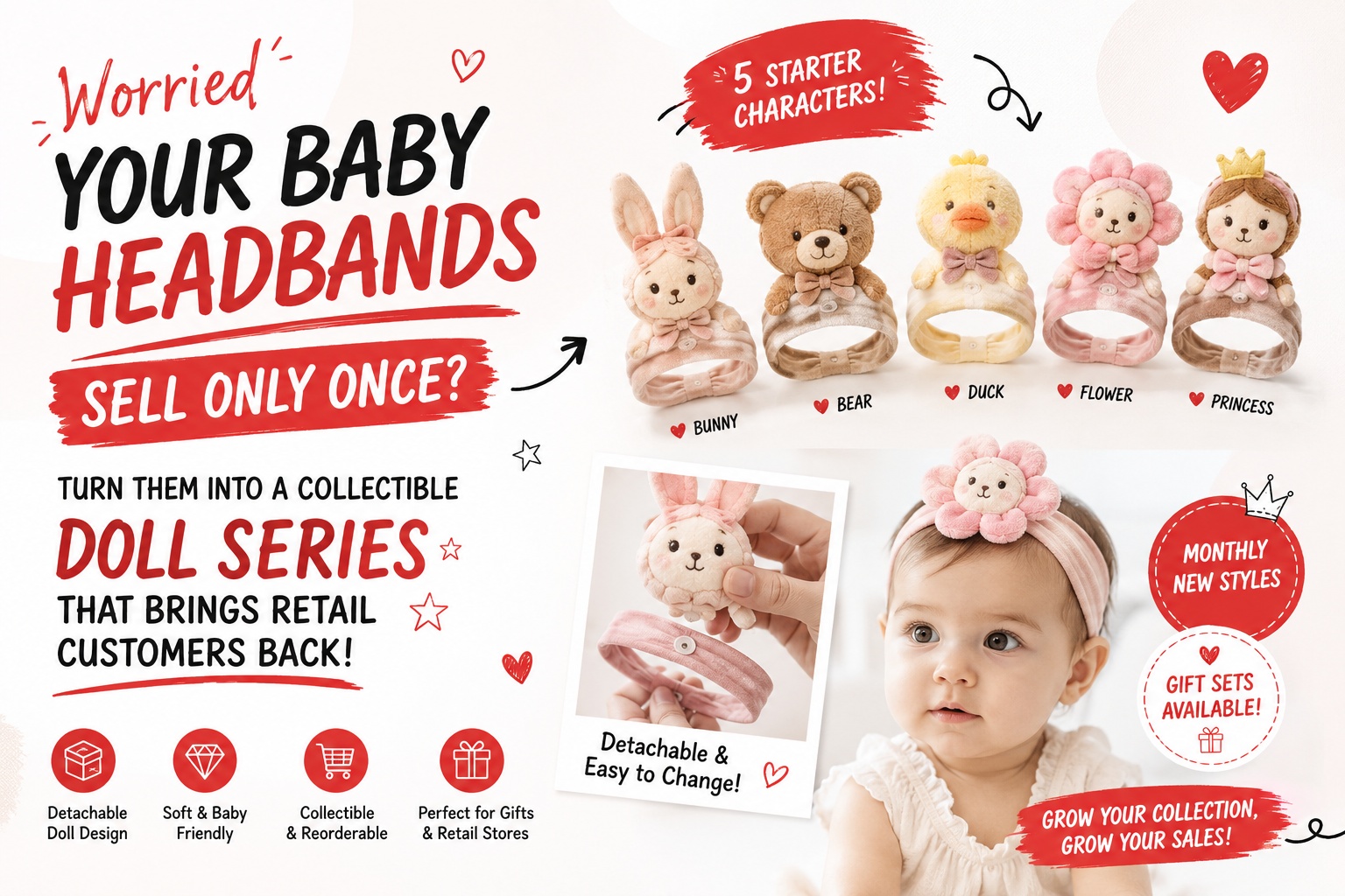 Worried Your Baby Headbands Sell Only Once? Turn Them into a Collectible Doll Series That Brings Retail Customers Back 🎀🧸