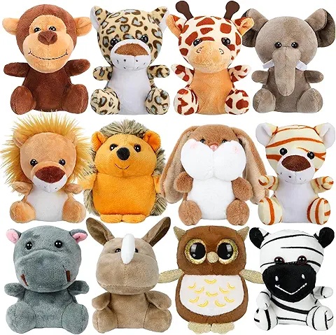 Set of 12 Animal Plush Toys for Babies