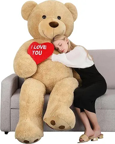 Giant Plush Teddy Bear for Babies with Heart Cushion