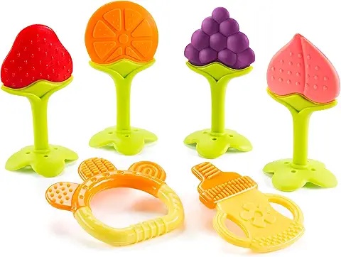 Beißspielzeug für Babys – Silikon Fuchs mit bunten Ringen
