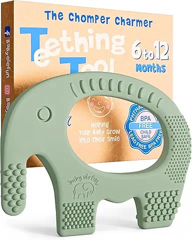 Silicone Elephant Baby Teether with Textured Surface for Gum Relief