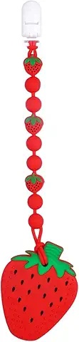 Jouet de dentition pour bébé - Chaîne de fraises en silicone