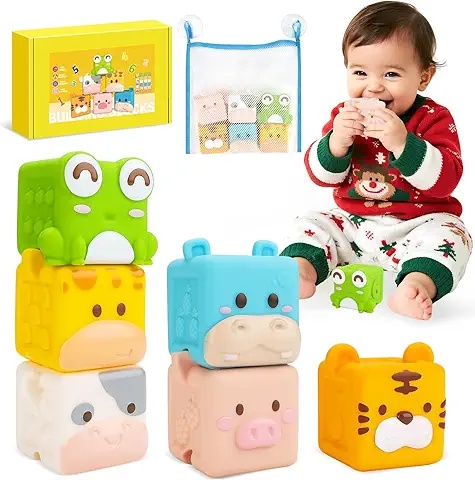 Animal Themed Building Blocks for Babies – Soft, Stackable, Safe for Teething