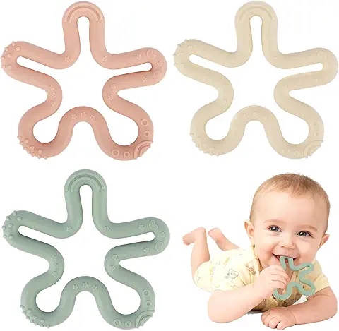 Silicone Baby Teething Toy Set with Fruit, Animal, and Shape Designs