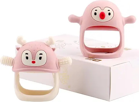 Juguete de dentición para bebés - Mordedor de fresa con anillo
