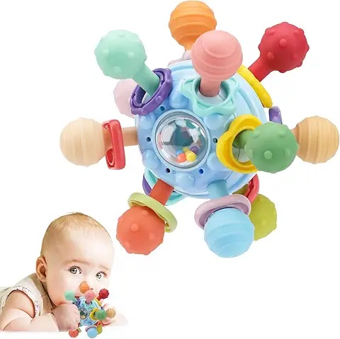 Silicone Baby Grasp Ball – Multi-Sensory Rattle Toy for Infant Motor Skill Development