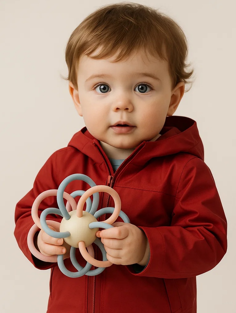Rainbow Touch Baby Teether Ball – Multi-Color Soft Silicone for Infant Play