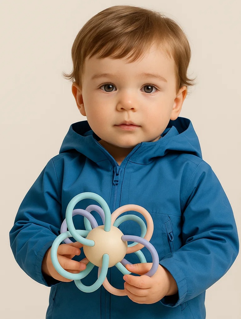 Peach Pink Silicone Baby Ball – Ideal Gift for Soothing and Sensory Development