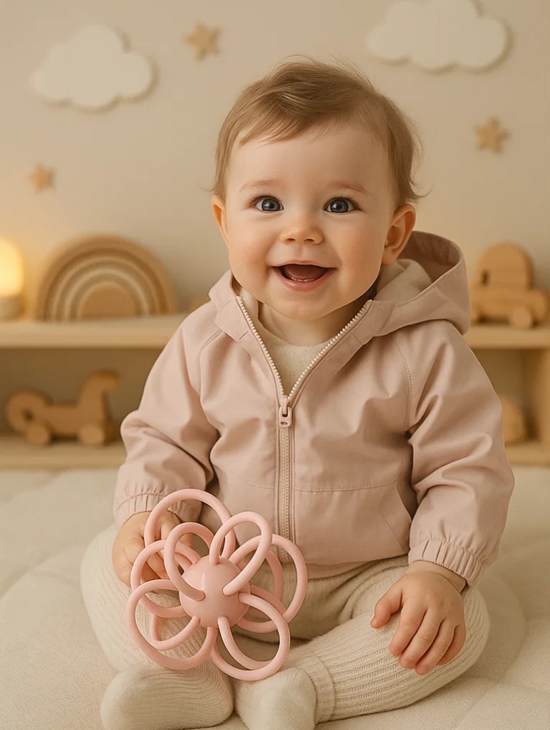 Powder Pink Baby Sensory Ball – Perfect for Gifting and Soft Teething Relief