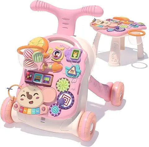 2-in-1 Baby Walker & Activity Table - Multi-Function Learning and Stability Aid