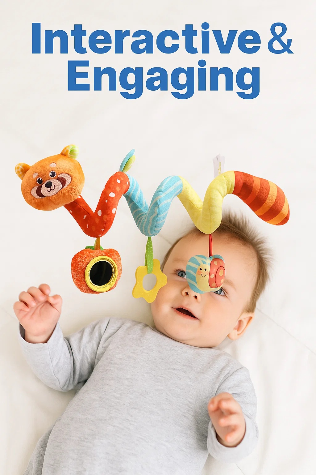 Mobile spirale d'éveil pour bébé – doux, coloré, multisensoriel et lavable (0–2 ans)