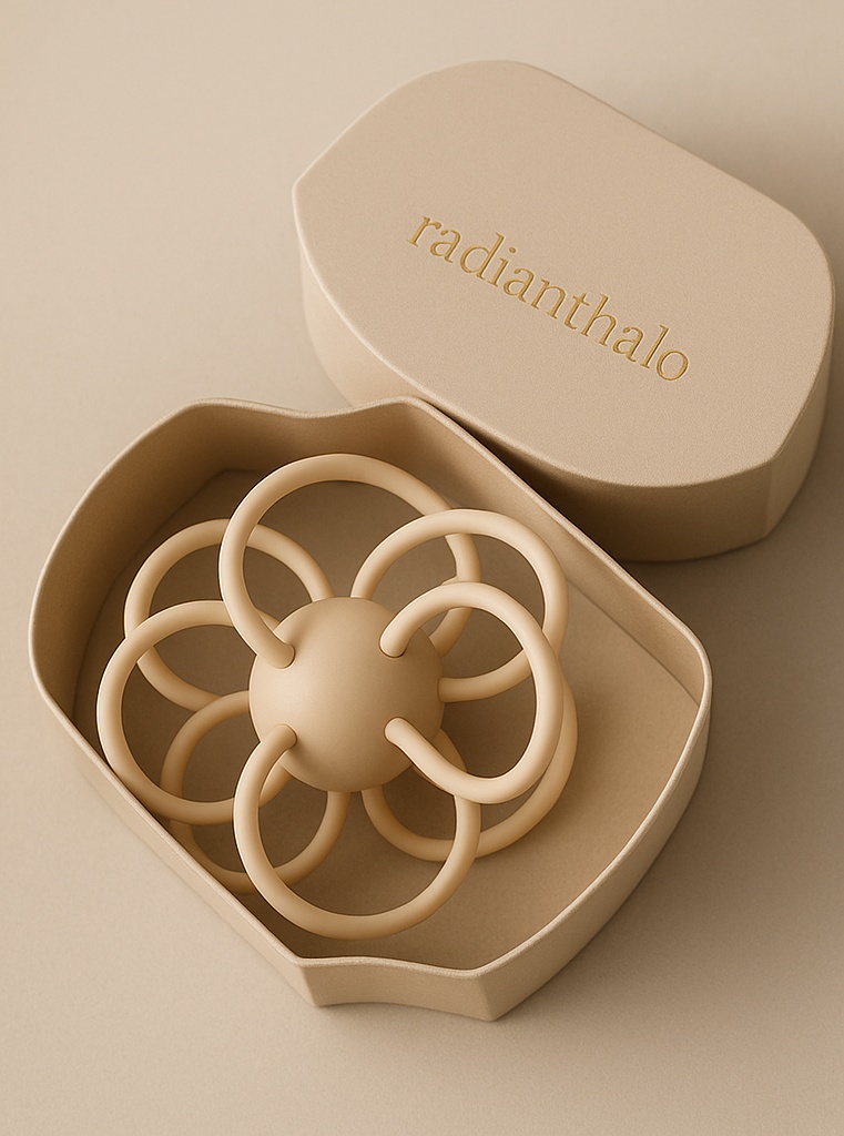 Cream Beige Baby Sensory Ball – Soft Silicone Teether for Minimalist Homes