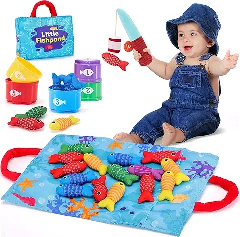 Fish Pond Sensory Play Set for Toddlers: Learn Numbers and Colors Through Fishing