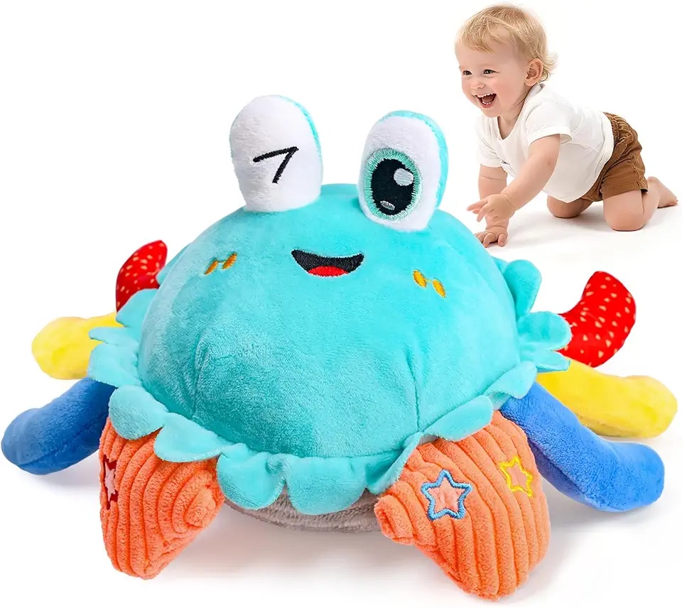 Plush Crab Toy for Babies: Soft, Colorful, and Fun for Tummy Time Play