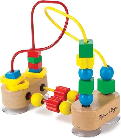Wooden Bead Maze Toy – Classic Early Learning Activity Center with Suction Base for Desktop Play