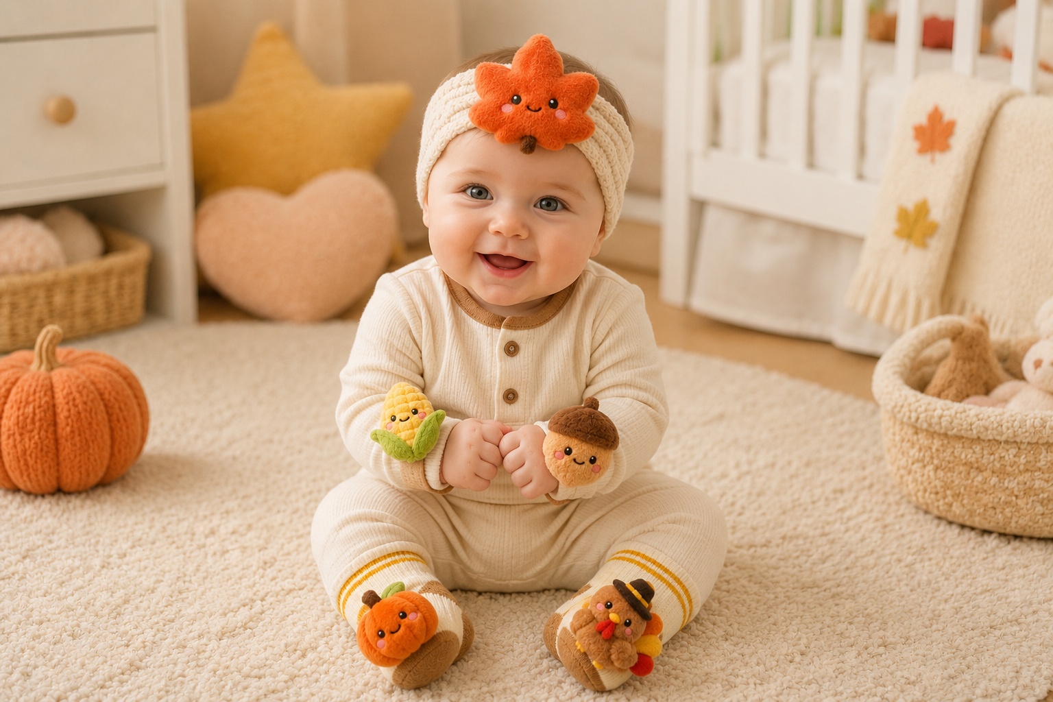 Wholesale Fall Harvest Baby Headband Gift Set with Socks & Wristbands