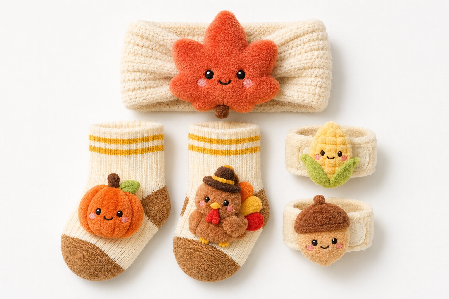 Wholesale Fall Harvest Baby Headband Gift Set with Socks & Wristbands