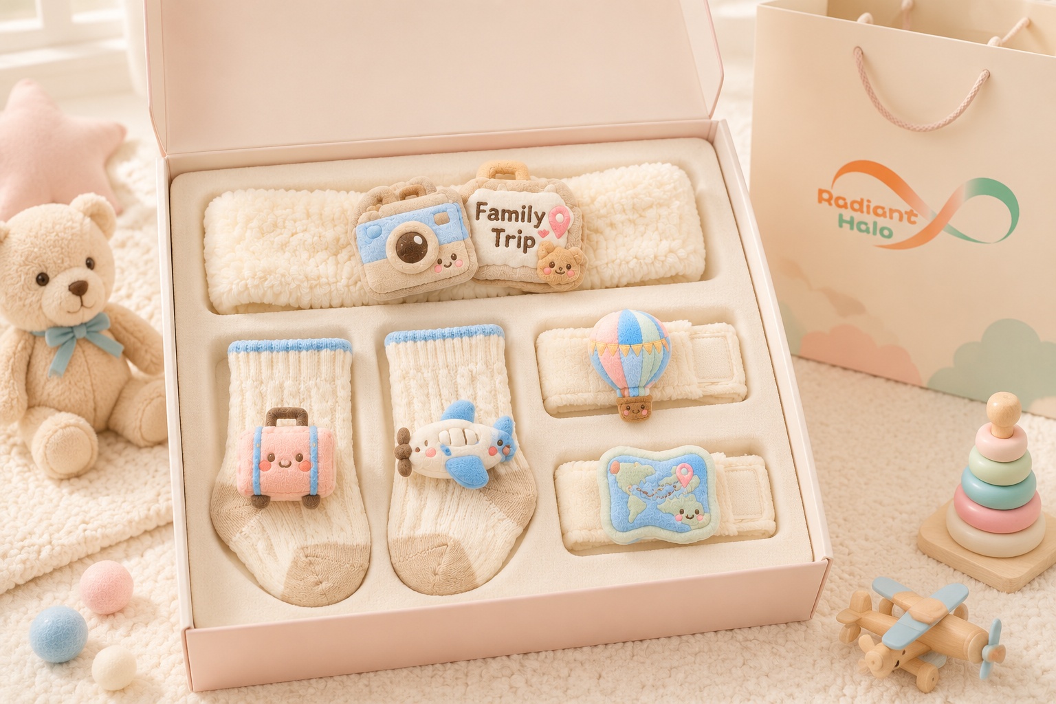 Wholesale Family Trip Baby Headband Socks and Wristband Gift Set for Boutique Baby Brands