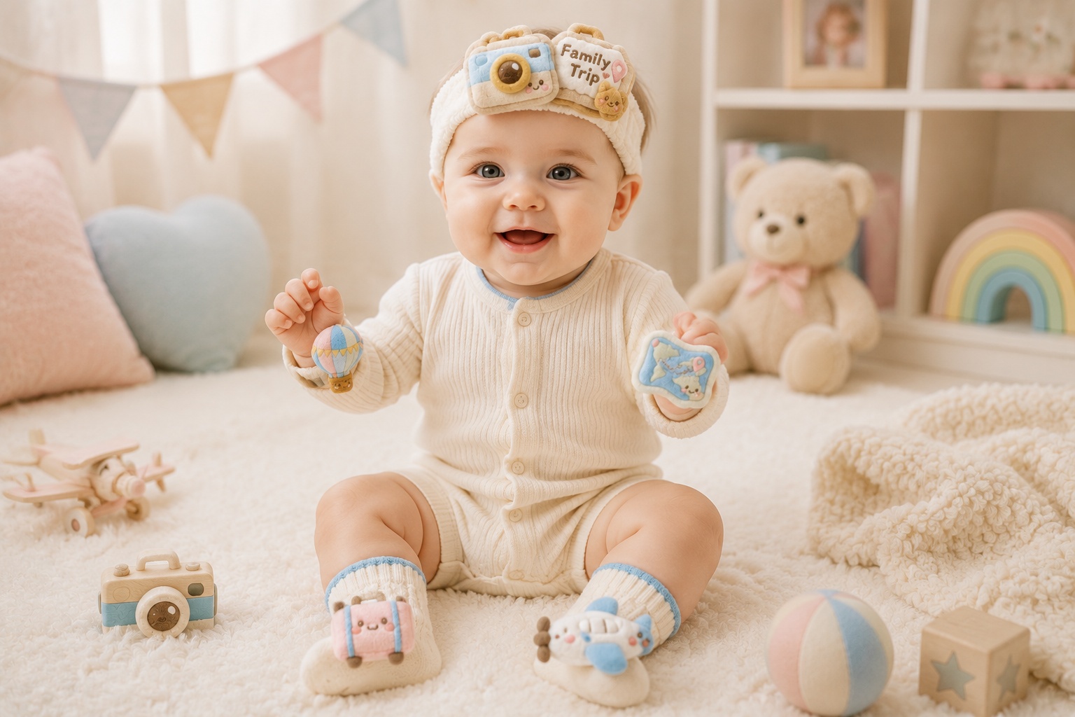 Wholesale Family Trip Baby Headband Socks and Wristband Gift Set for Boutique Baby Brands