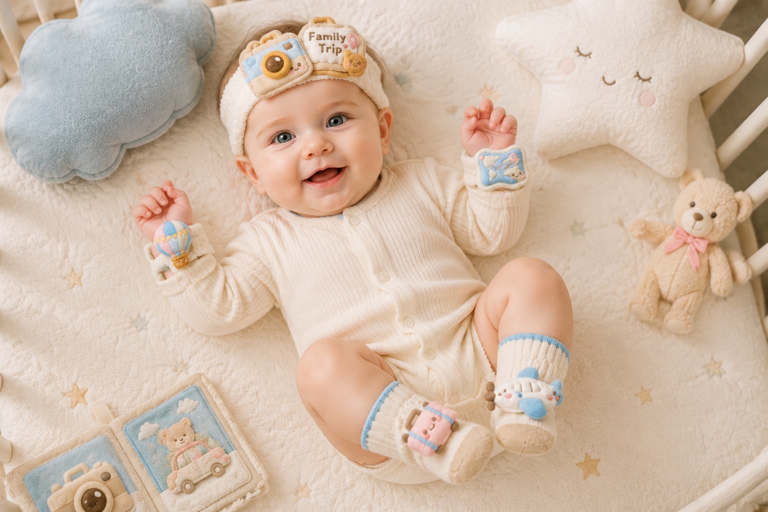 Wholesale Family Trip Baby Headband Socks and Wristband Gift Set for Boutique Baby Brands