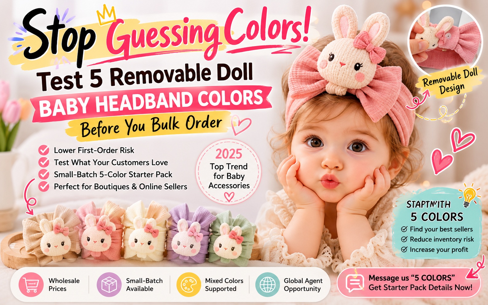 Still Bulk Ordering Baby Headbands Without Testing Colors First? Stop Guessing and Test 5 Removable Doll Styles