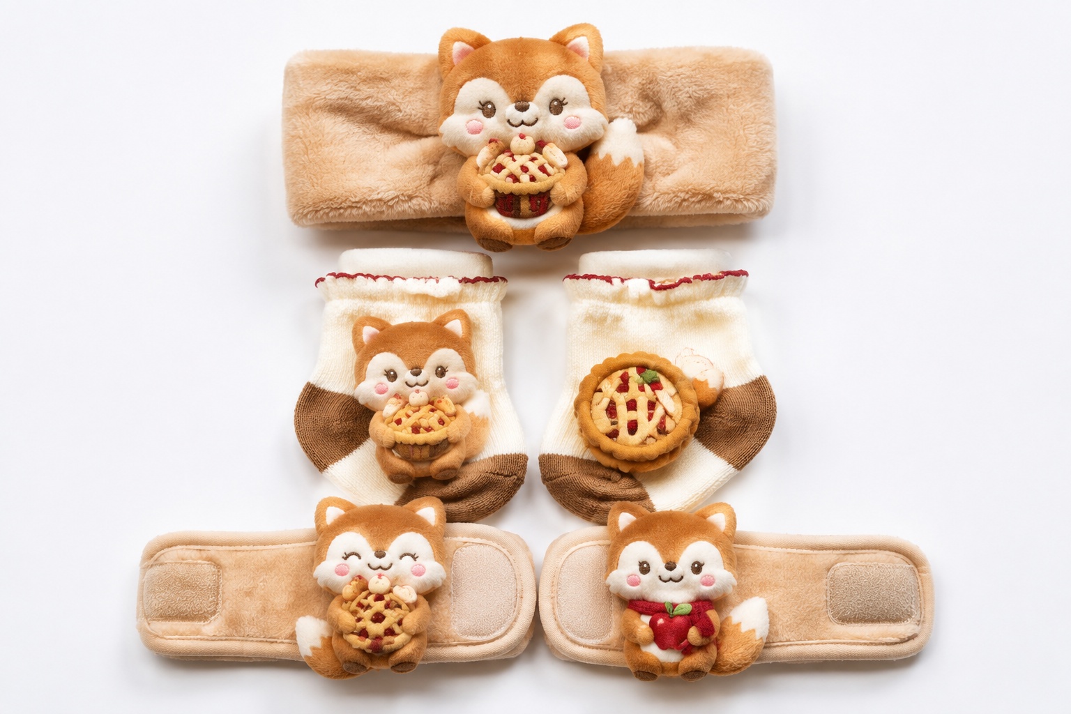 Wholesale Fox Plush Baby Headband Gift Set with Socks & Wristbands for Boutique Buyers