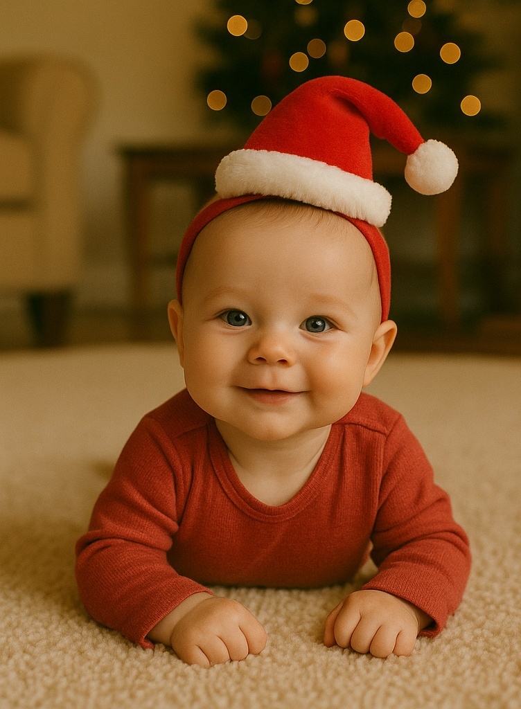 Santa Hat Baby Headband – Classic Red Plush Holiday Accessory