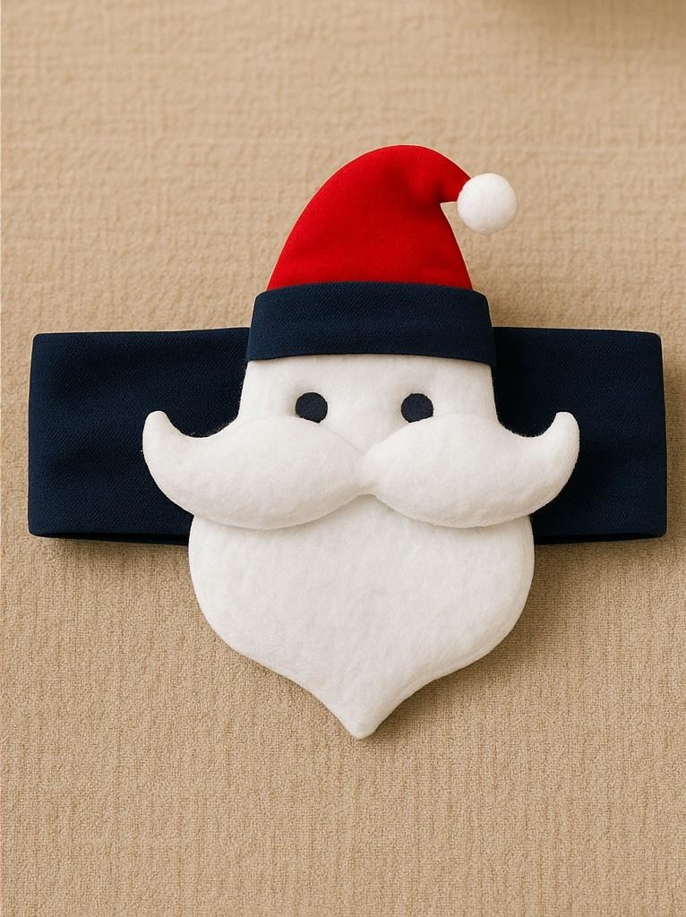 Faixa de Cabelo de Pelúcia Natalina para Bebê - Design de Papai Noel com Tecido Suave e Confortável