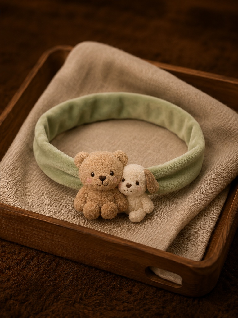 Baby Puppen Haarband Großhandel mit abnehmbarer Teddy- und Welpen-Plüschdekoration
