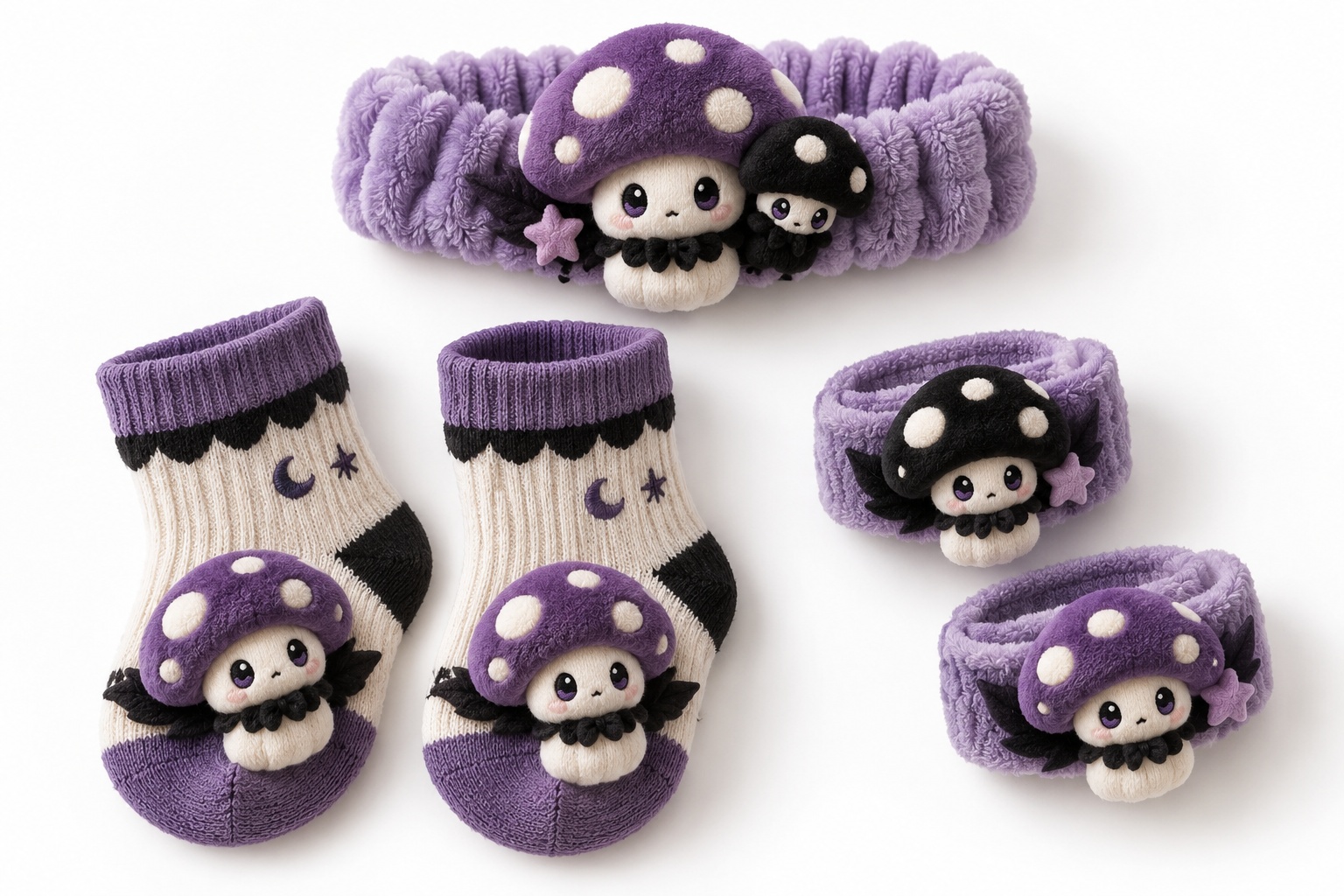 Wholesale Halloween Baby Mushroom Gift Set – Plush Headband, Socks & Wristbands for Boutique Seasonal Collections
