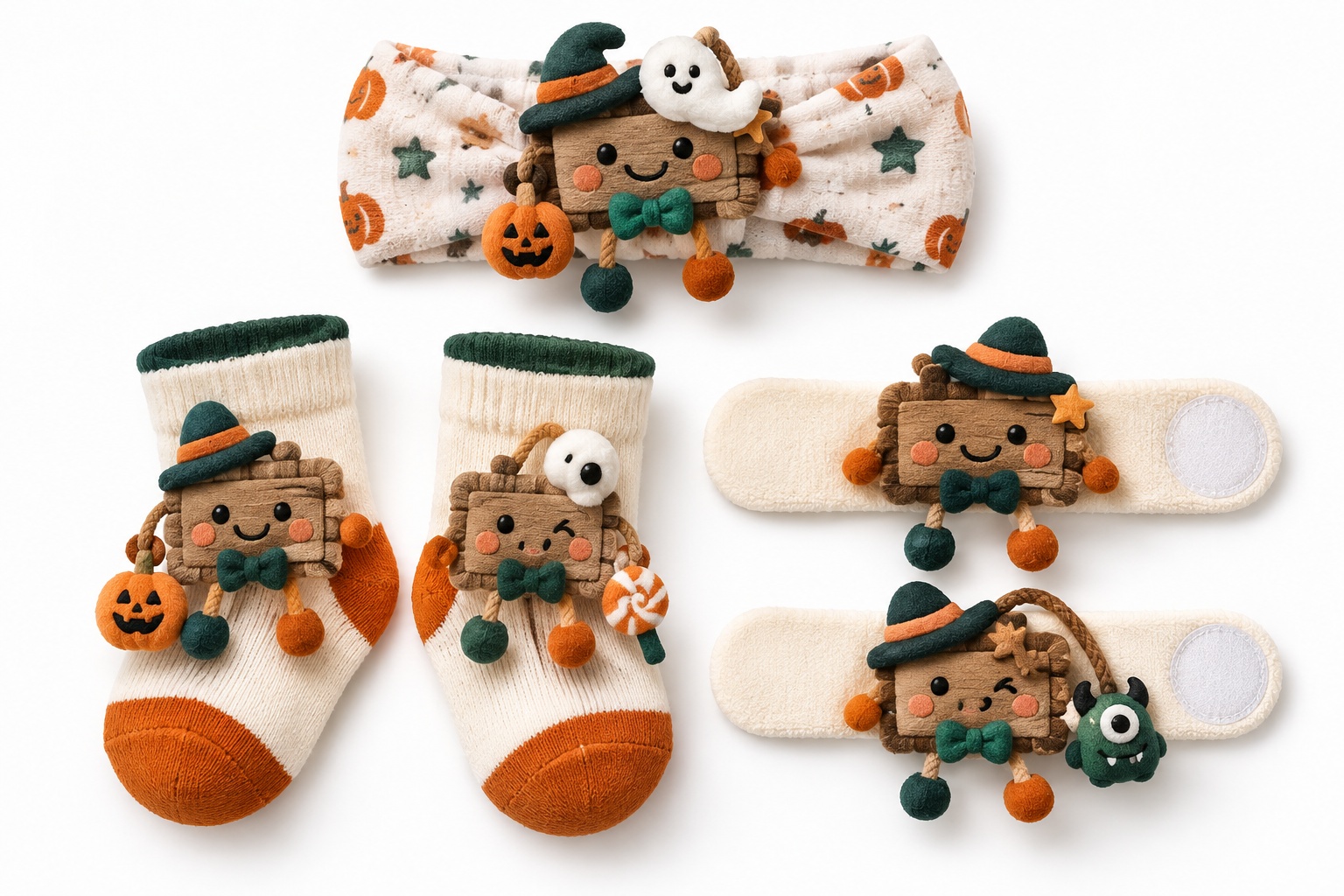 Wholesale Moon Tea Cup Halloween Baby Gift Set – Soft Headband, Socks & Wrist Rattles for Boutiques